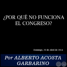 POR QU NO FUNCIONA EL CONGRESO? - Por ALBERTO ACOSTA GARBARINO - Domingo, 20 de Abril de 2014